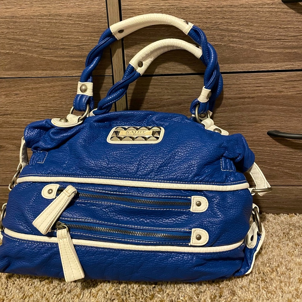 Kathy Van Zeeland Blue Leather Purse